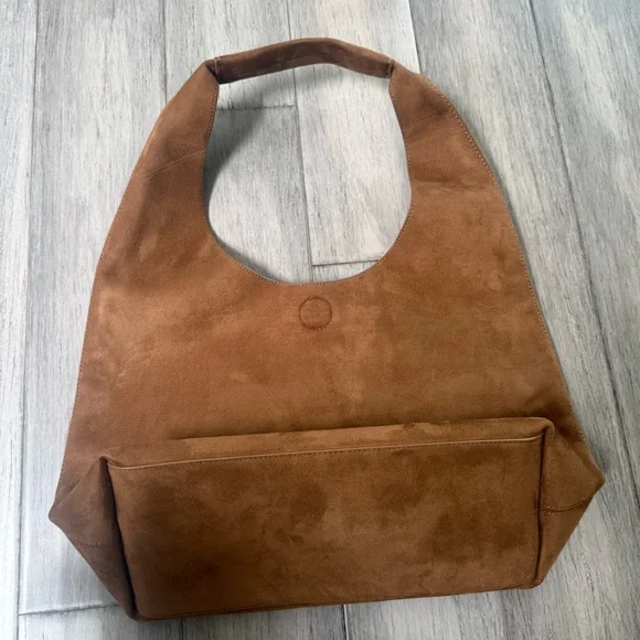 Abercrombie & Fitch Vegan Suede Hobo Tote Bag Purse - Picture 3 of 4
